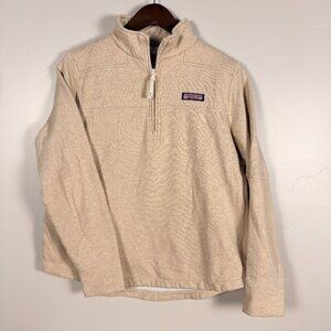 Vineyard Vines Women’s Small Quarter Zip Pullover Sweater Beige Tan Logo Preppy